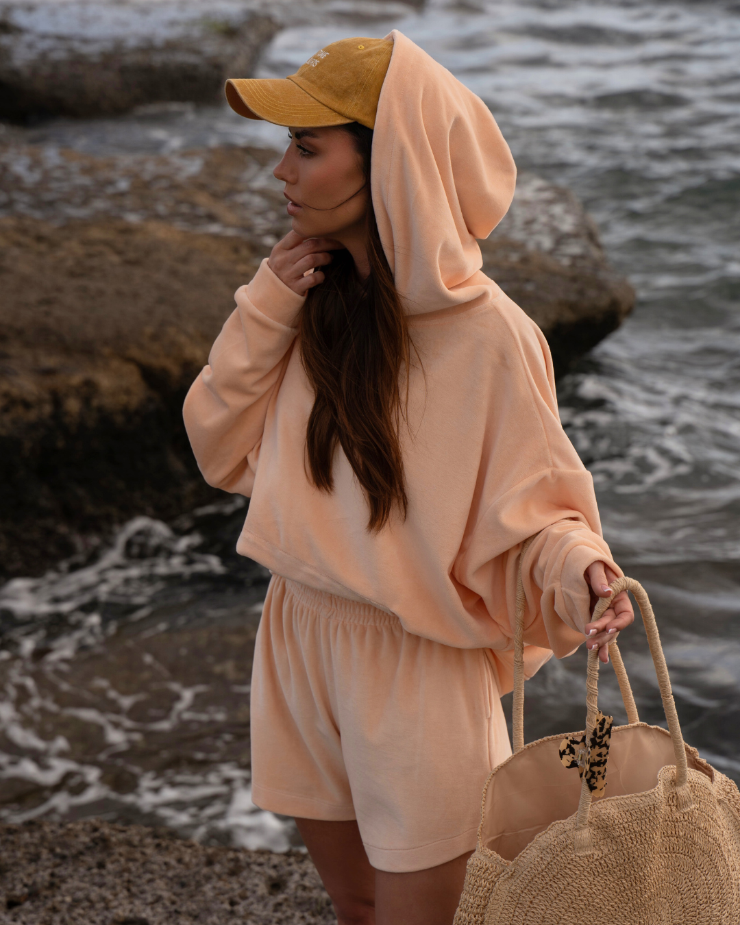 Komplet welurowy Bailey Pastel Peach