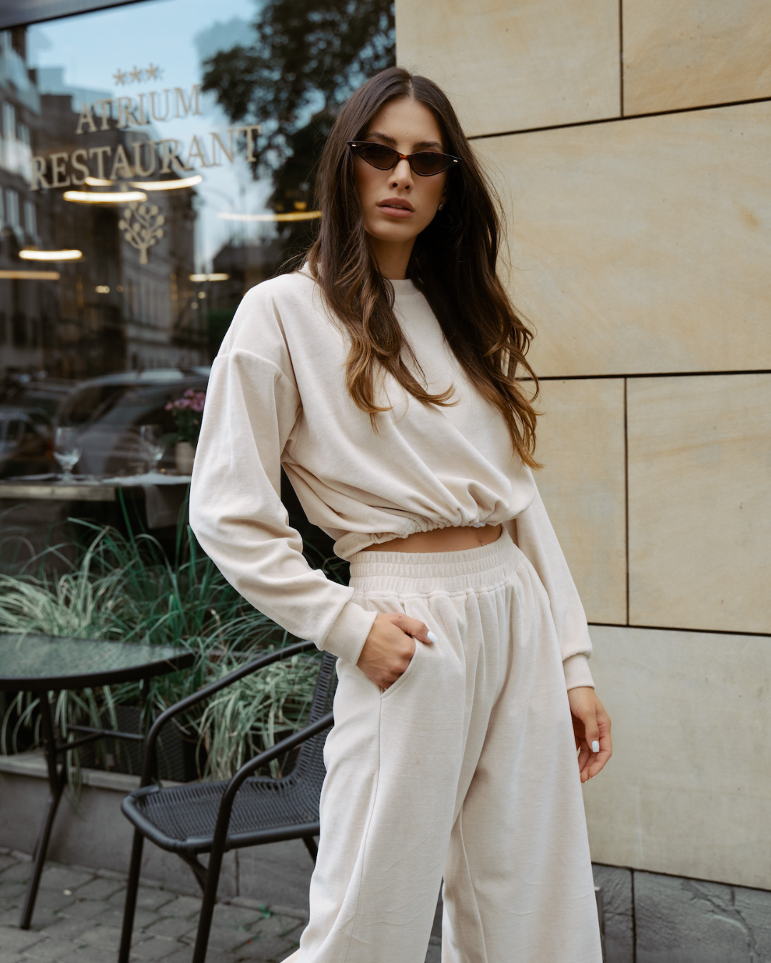 Komplet welurowy Cristin Cream