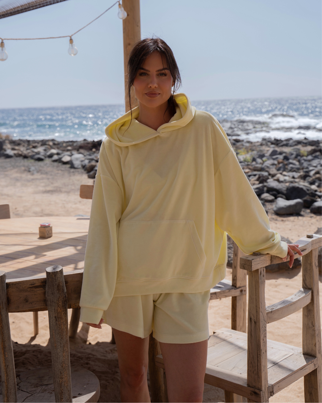 Komplet welurowy Bailey Pastel Yellow