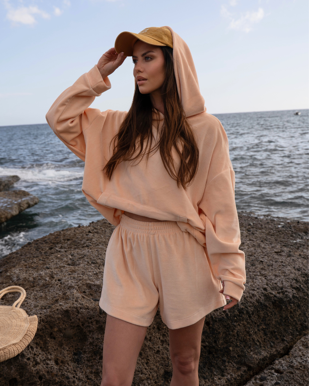 Komplet welurowy Bailey Pastel Peach