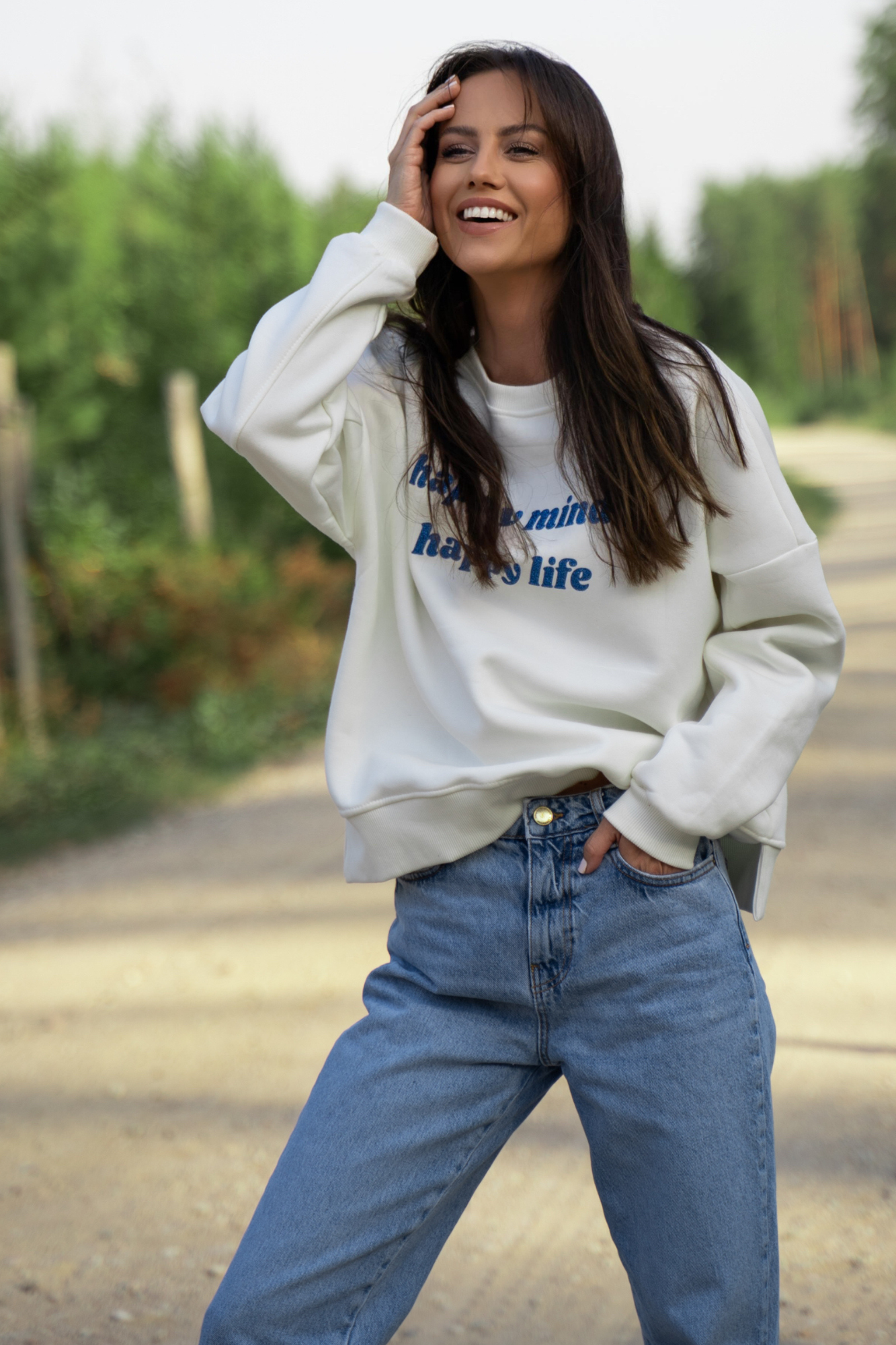 Cornelia HAPPY White - bluza dresowa