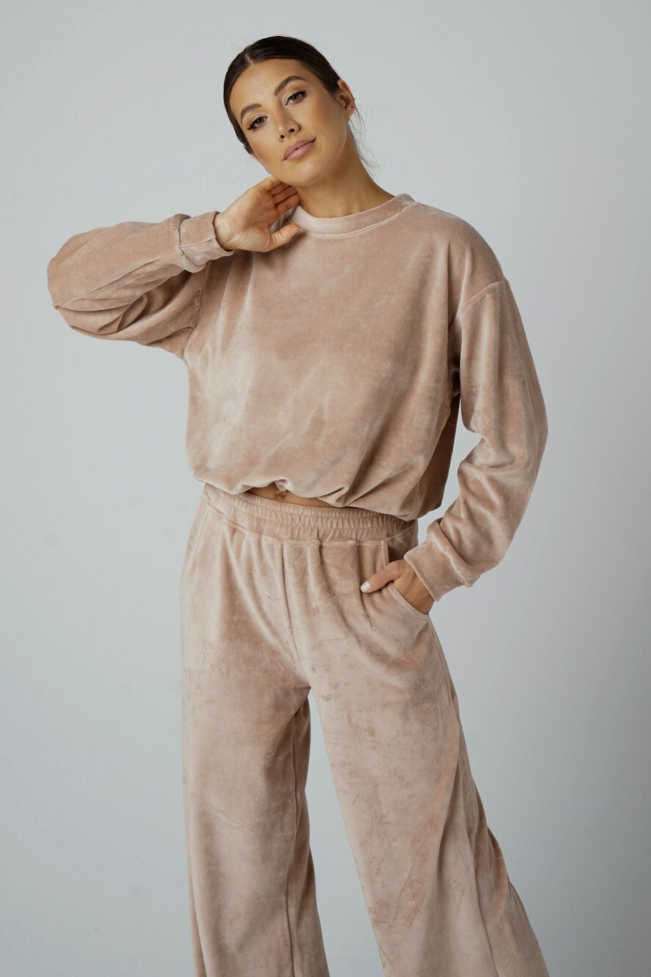 Cristin Cream komplet welurowy