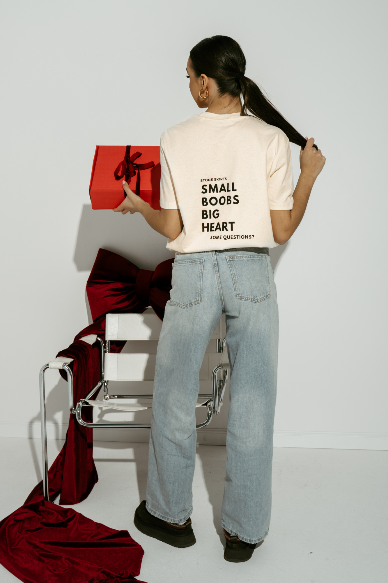 T-shirt BOOBS - naturalny krem ♡