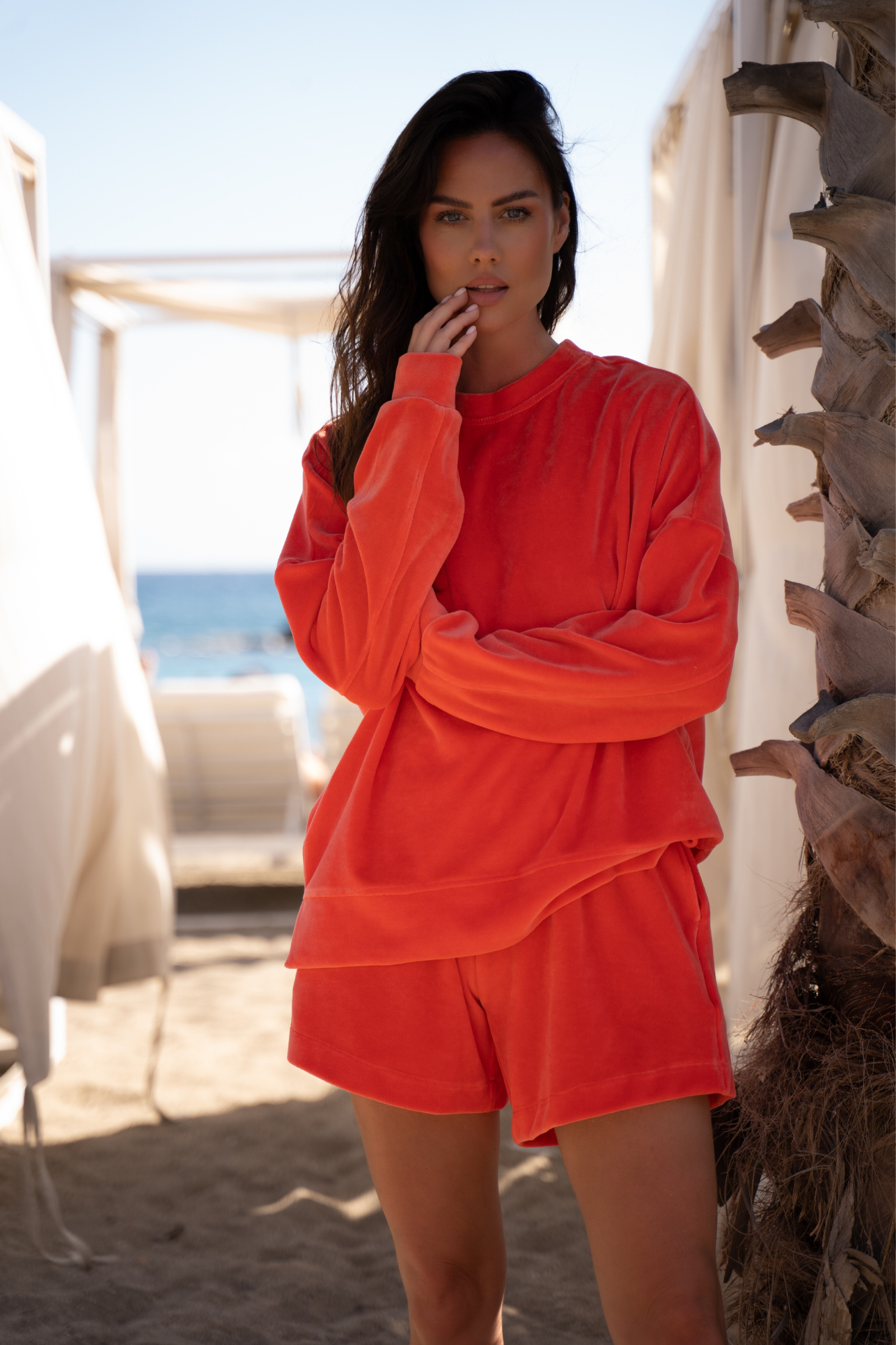 Komplet Welurowy Madeline Orange