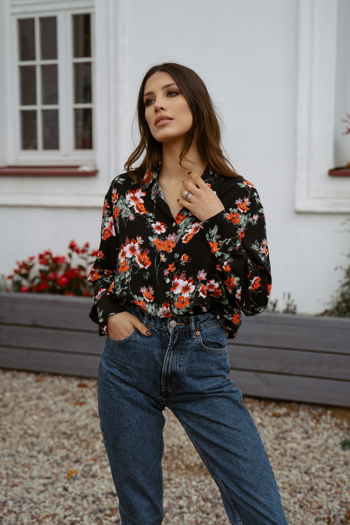 Karolina Red Flowers shirt