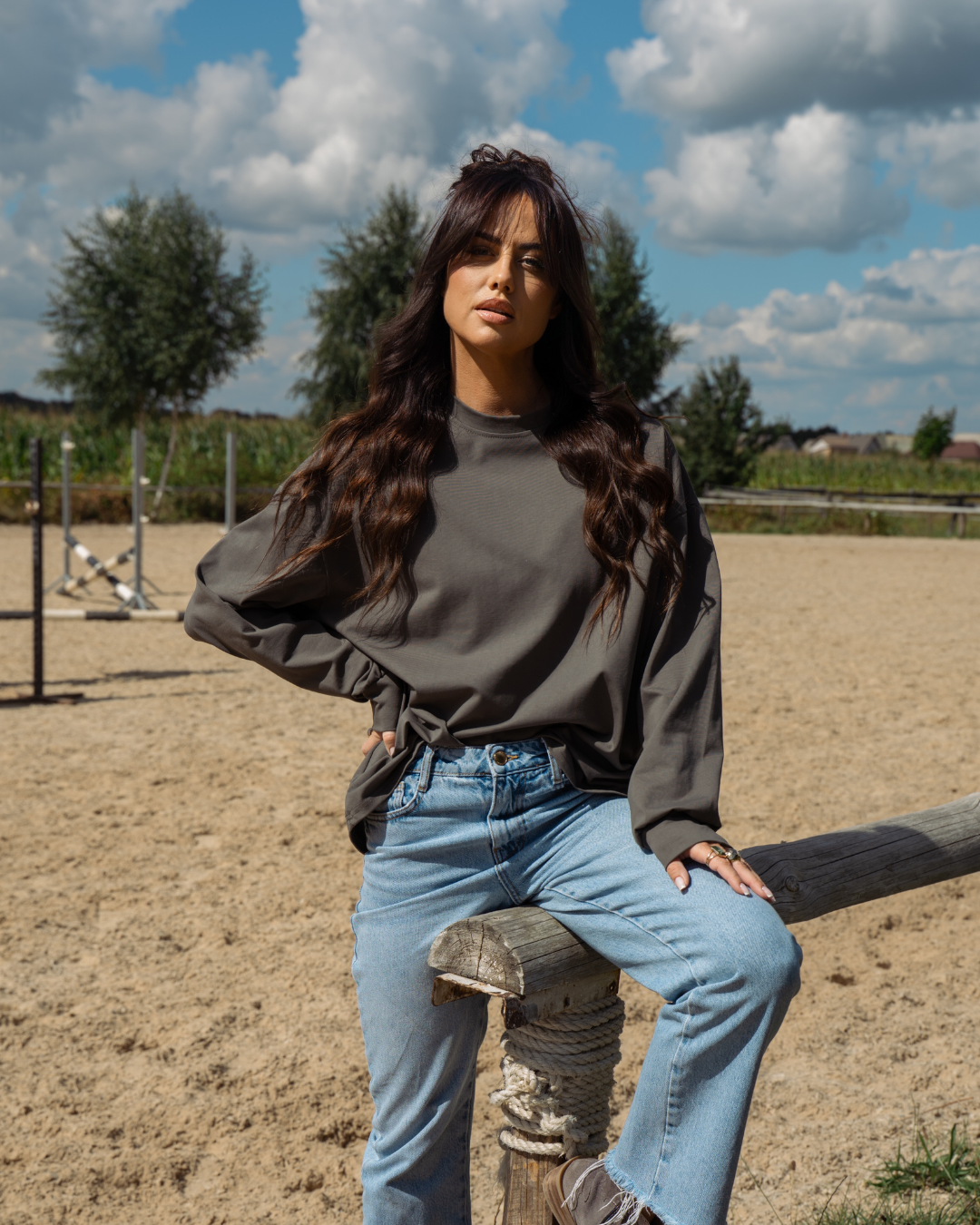 LONGSLEEVE KHAKI GREY TEXAS AP