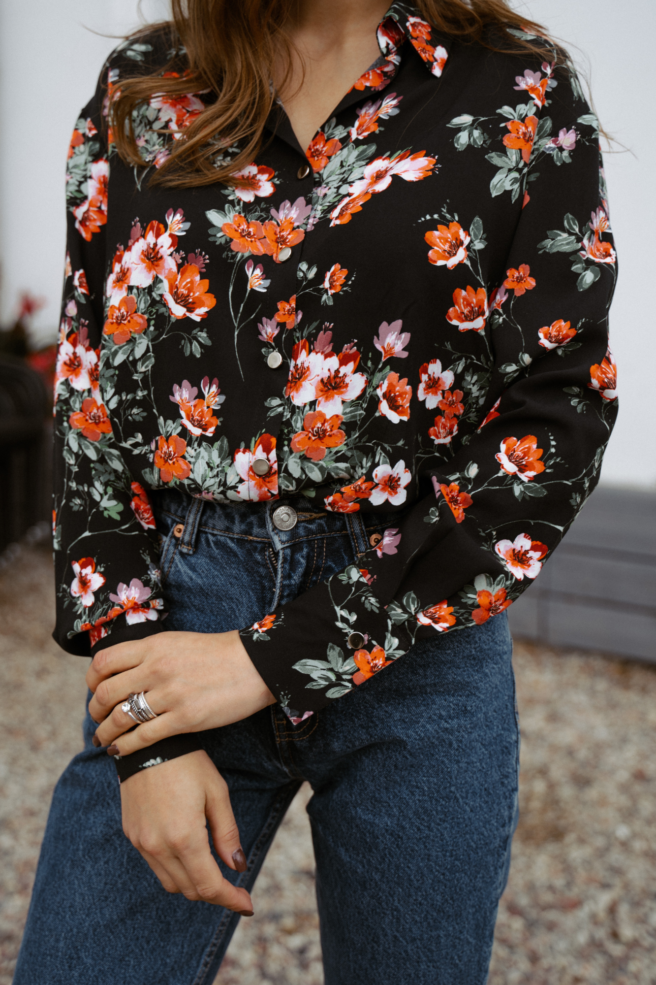 Karolina Red Flowers shirt