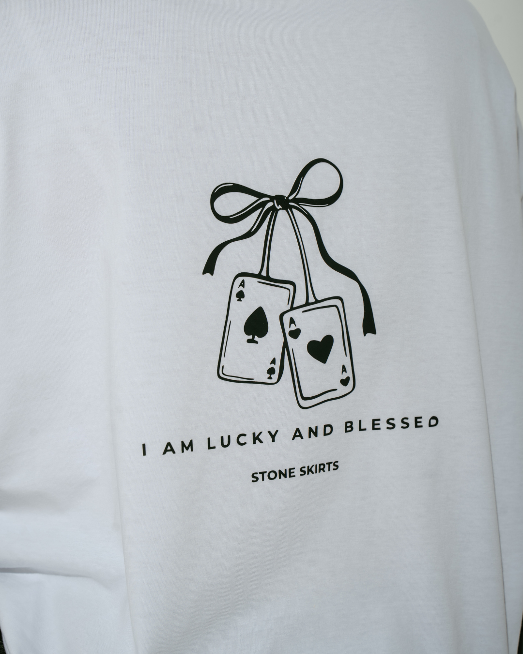 T-shirt I am Lucky Biały