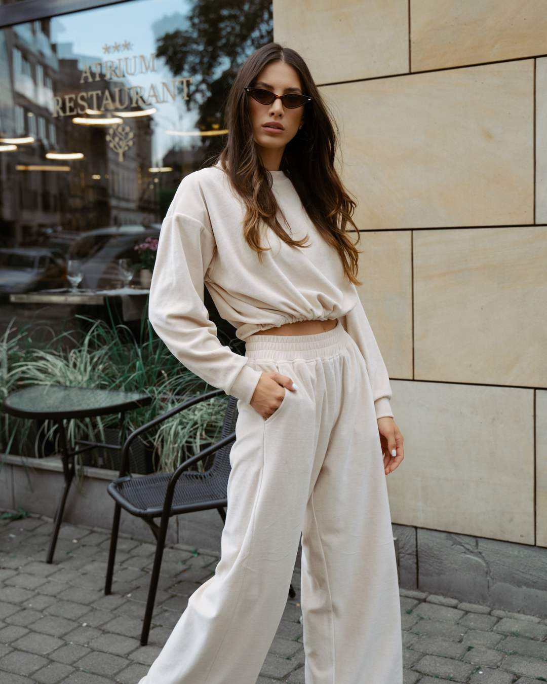 Komplet welurowy Cristin Cream