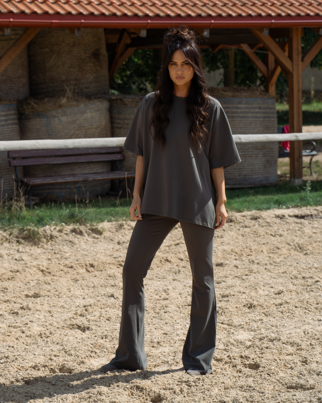 LEGGINSY FLARE KHAKI GREY