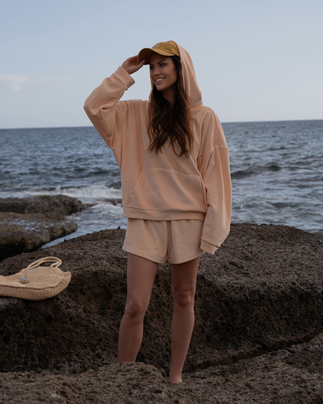Komplet welurowy Bailey Pastel Peach