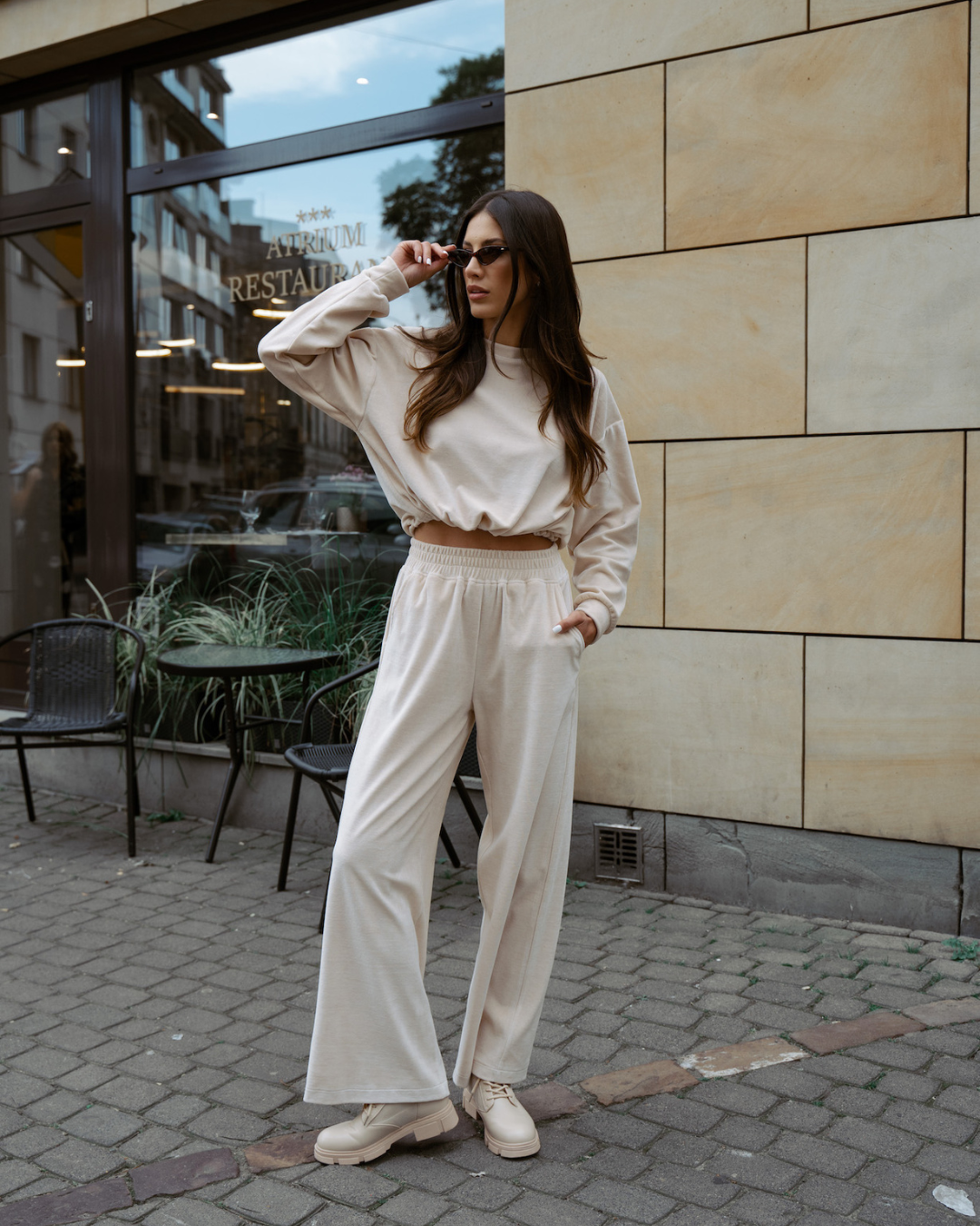 Komplet welurowy Cristin Cream