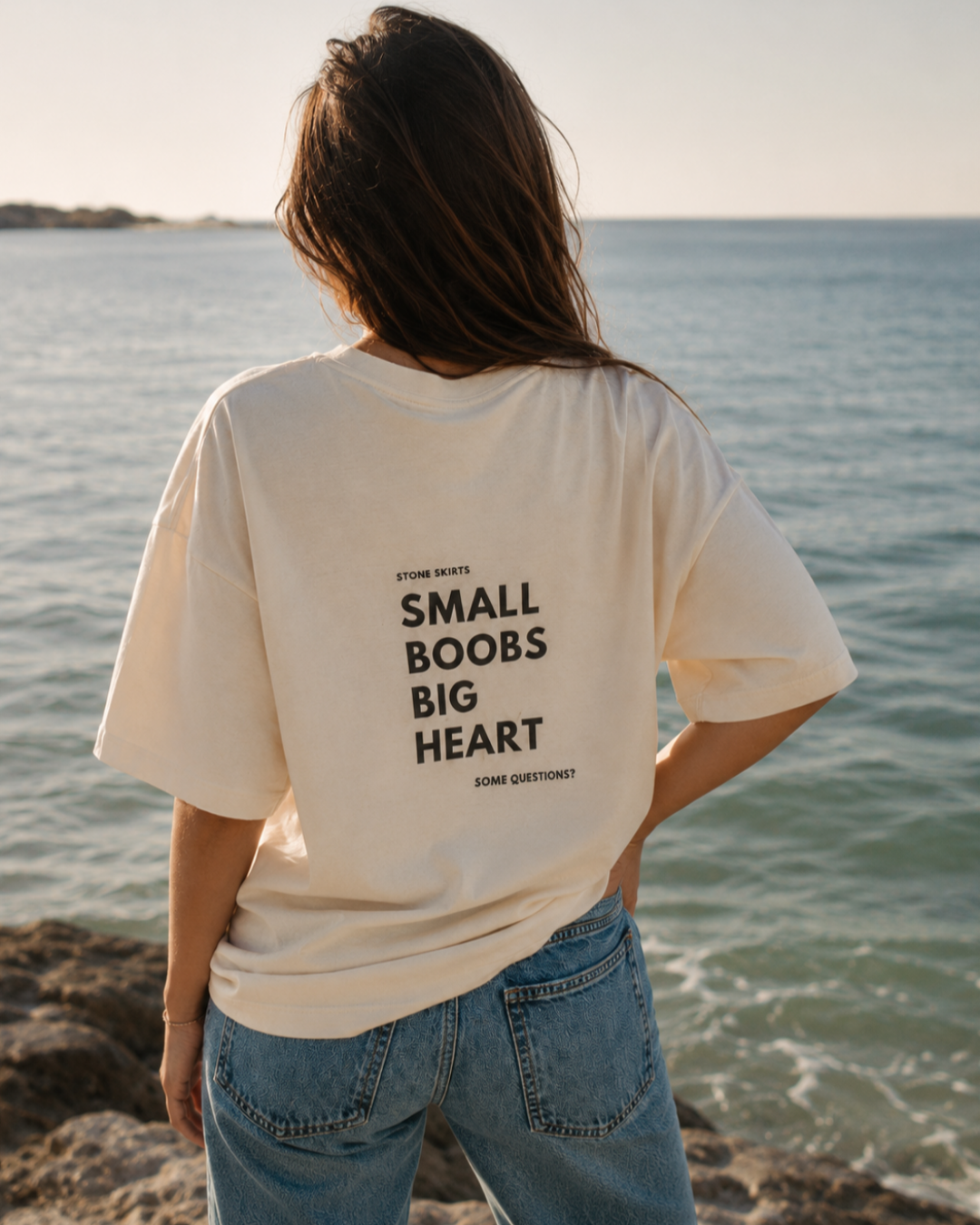T-shirt BOOBS - naturalny krem ♡